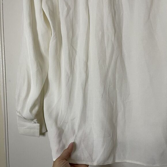 EQUIPMENT IVORY BUTTON DOWN LONG SLEEVE COLLAR BLOUSE SIZE MEDIUM - Picture 6 of 6